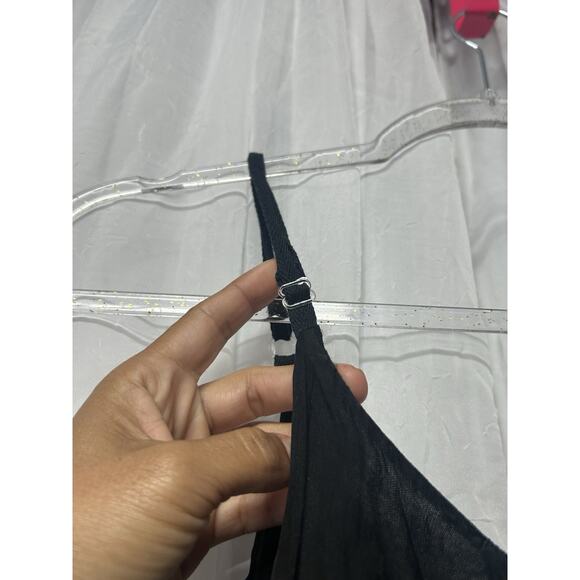 Scandal Italy Silk Blend Maxi Dress OS Boho Flowy Sleeveless Romantic Black Boho - Picture 7 of 13